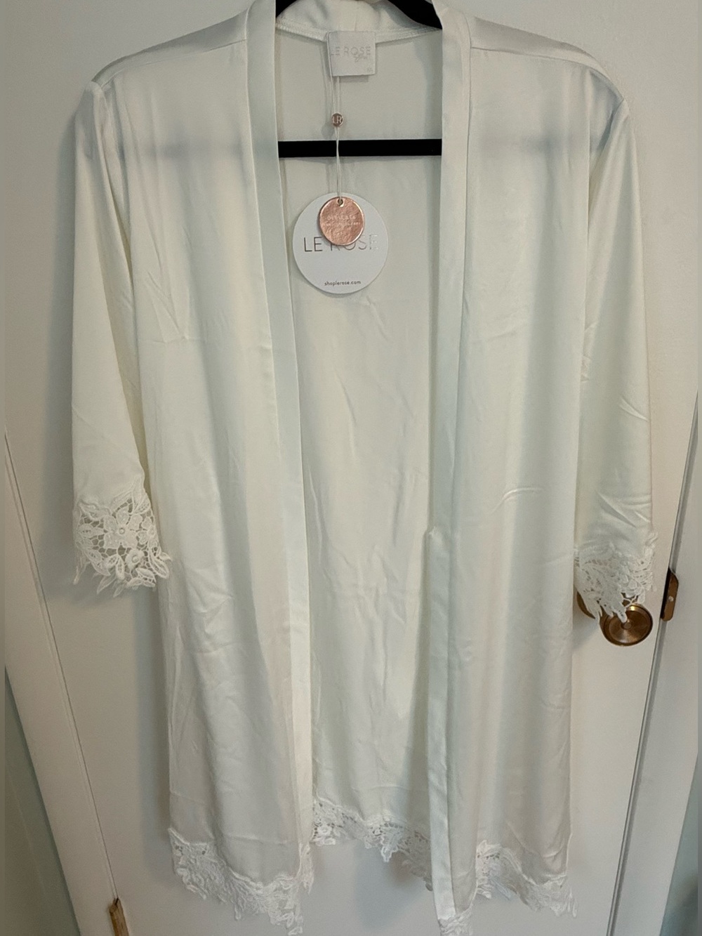 Women's White Lace-Trim Robe